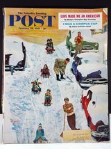 Saturday Evening Post Jan 1961 Mayan Snow Sledding Cover Magazine - £6.25 GBP