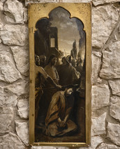 Gospel Scene on Sunrise Jesus Passing Peter 19th Century Oil Painting on... - £959.22 GBP