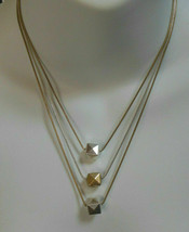 Lia Sophia Two-tone Triple Chain Square Charm Necklace - £27.25 GBP