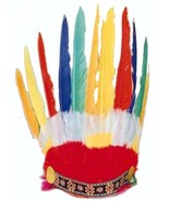 INDIAN STYLE FEATHER HEADDRESS BONNET HAT dress up prop costume head ban... - $9.02 CAD