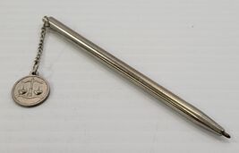 Vintage Zodiac Libra Scales Medallion Silver Tone Metal Ballpoint Pen - $7.91