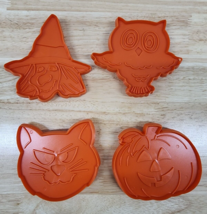 VTG Hallmark Halloween Cookie Cutter Molds Set Witch Owl Cat Jack-O-Lantern  4&quot; - £15.77 GBP
