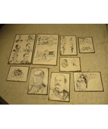 9 Vintage Plaster Sketch Picture Crown engraving metal plates Bicycle Me... - €61,90 EUR