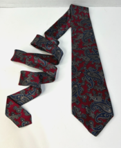 Don Loper Beverly Hills Mens Italian Silk Necktie Tie Paisley Red Blue W... - $14.80