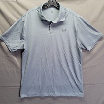 Under Armour Men&#39;s Plain Gray Collared Short Sleeve Polo Sz Large - £10.79 GBP