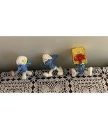 McDonalds Peyo Smurf 3 Figurines Clumsy Vanity Jokey 3 Inches Toys 2011 ... - £8.69 GBP