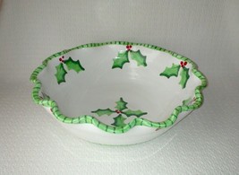 Present Tense HOLLY JOLLY Christmas 15&quot; Salad Serving Bowl Anne Hathaway... - £98.91 GBP