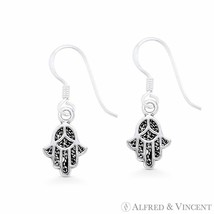 Hamsa Hand Evil Eye Luck Charm Jewish Fatima .925 Sterling Silver Hook E... - $22.22 CAD