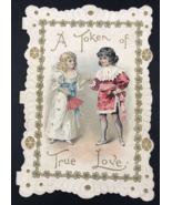 VTG Victorian Die Cut Embossed A Token of True Love Valentine Greeting Card - $9.49