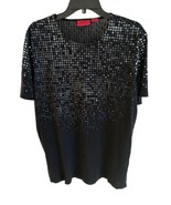 HUGO BOSS T-Shirt Monogram Dilver Black Silver Mens Women Unisex XL Fits like M - $59.39