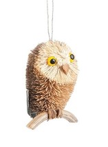 Gallerie Ii 4&quot; Natural Buri Bristle Owl Woodland Bird Xmas Ornament Style 3 - $9.88