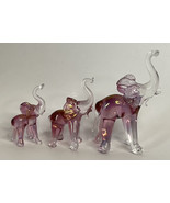 3 Crystal Collectible Small Blown Glass iridescent Elephants 3&quot;, 2”, 1.7... - £19.37 GBP