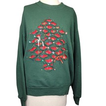 Vintage 90s Handmade Christmas Tree Sweatshirt Size Large  - $24.75