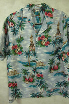 Outstanding Vintage Evergreen Island Gray Hawaiian Aloha Shirt Xl - £28.76 GBP