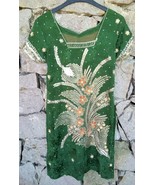 Indian Kurta Tunic Top for Women Green Embroidered Readymade Pakistani S... - £20.21 GBP