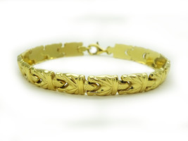Milor Italy Fancy Interlocking 7mm Wide Link Bracelet 14k Gold - £528.12 GBP