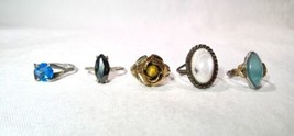 Vintage Lot Sterling Silver Hematite MOP Tigers Eye Rings - Lot of 4 - K704 - $89.10