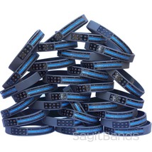 50 Vintage Flag Bracelets - Thin BLUE Line Wristbands for Police Officer Support - £38.68 GBP