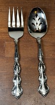 2 Pieces Mozart Oneida Deluxe Stainless Pierced Serving Spoon &amp; Meat Fork - £11.94 GBP