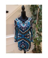 INC International Concepts Top Women&#39;s XL Multicolor Beaded Print Long S... - $36.01 CAD