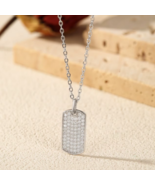 Delicate 925 Sterling Silver Full Moissanite Luxury Tag Pendant Choker (... - $89.99