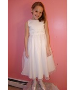 US Angels First Communion Dress White #172C Organza Bow Satin Bodice Beaded - £85.29 GBP