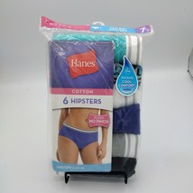 Women&#39;s Hanes Tagless Hipsters Ultra Soft Panties Size 7 Cotton 6 Pk No Ride Up - £11.58 GBP