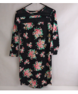 Bobbie Brooks Ladies Black Dress With Colorful Floral Designs Size Medium - $15.79