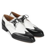 Paul Parkman Mens Shoes Derby Black White Norwegian Wingtip Welted 8505-BNW - $1,070.32 CAD