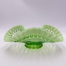 Vintage 1905 Jefferson Art Glass Astro Green Opalescent Art Bowl Ruffled... - $144.00