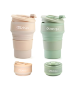 BEQU 500ml/17 fl oz Collapsible Silicone Coffee Mug - Set of 2 (Pink, Gr... - $34.27 CAD
