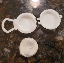 Vintage Barbie Doll Powder &amp; Puff &amp; White Plastic Container - $24.95