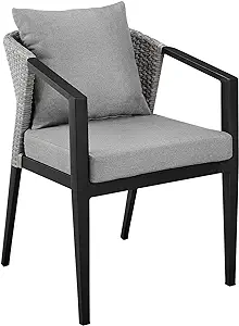Armen Living Aileen Modern Outdoor Patio Wicker and Metal Dining Chair, ... - $1,345.99