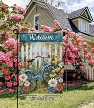 Welcome Blue Bicycle ~ Double Sided ~ Garden Flag ~ 12&quot; x 18&quot; ~ NEW! - £7.50 GBP