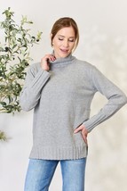 Heimish Full Size Turtleneck Long Sleeve Slit Sweater - £30.72 GBP