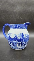 Ironstone Victoria Ware Transferware Staffordshire Historical Blue Jug I... - $26.00