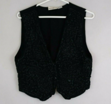 Mix It Women&#39;s Black Beaded Sleeveless Vest Size Large - $19.39