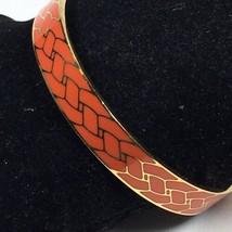 J. Crew Coral Colored Enamel Bangle Cuff Bracelet Snake Pattern - $24.00