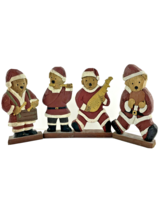 Puppy Dog Christmas Band Wooden Figurines Santa Suits and Musical Instruments - £18.23 GBP