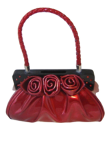 Red Handbag Money Bank Faux Leather Top Slot Poly Stone 6&quot; high Bottom Plug - £19.34 GBP