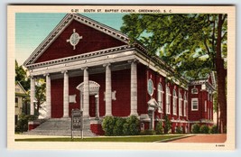 South Street Baptist Church Building Greenville South Carolina Linen Postcard SC - $8.31