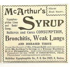 McArthur&#39;s Syrup Lung Medicine 1894 Advertisement Victorian Consumption ... - €17,25 EUR