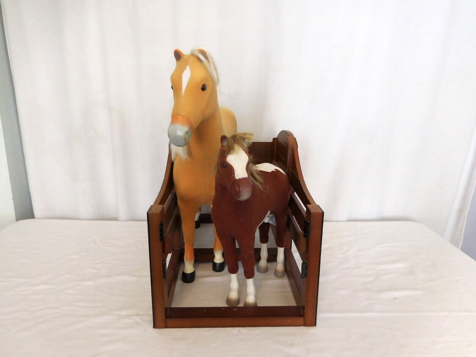 Primary image for American Girl Doll Wood Horse Stable + Palomino Horse +  Filly Brown White