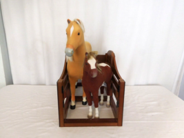 American Girl Doll Wood Horse Stable + Palomino Horse +  Filly Brown White - £19.40 GBP