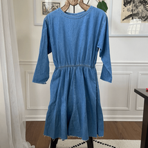 Vintage 90s Coldwater Creek Chambray Denim Dress Raw Hem Blue Small Petite - $458.62 MXN