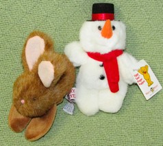 Mary Meyer Tippy Toe Finger Puppet Lot Snowman &amp; Rabbit 1993-95 Stuffed Animal - £17.65 GBP