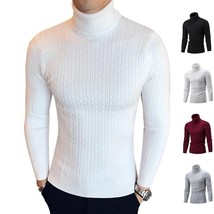 Mens Turtleneck Sweaters and Pullovers Winter Casual Solid Knitted Chris... - £31.72 GBP