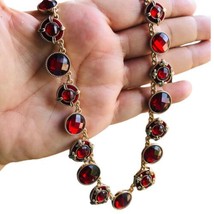 Vintage Napier Red Rhinestone Gold Tone necklace - £27.56 GBP