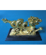 CHINESE MODERN GOLDEN DRAGON WITH BALL METAL PAPERWEIGHT 6 1/2&quot;  - £97.42 GBP