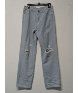 NXH Women&#39;s Denim Light Blue Straight Leg Distressed Ripped Jeans Size M... - $25.47